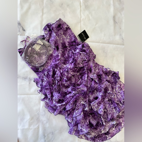 🍒🤍LAST PRICE🍒🤍 WHITE HOUSE BLACK MARKET spring cascade purple dress ✨ - Picture 12 of 16